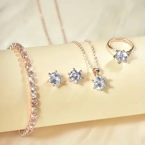 Conjunto de semi joyas Solitario