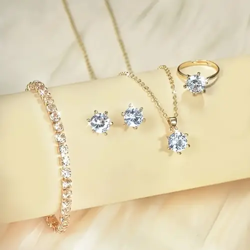 Conjunto de semi joyas Solitario