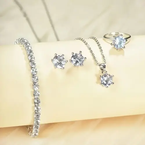 Conjunto de semi joyas Solitario