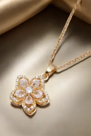 collar colgante rotativo de flor