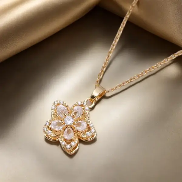 collar colgante rotativo de flor
