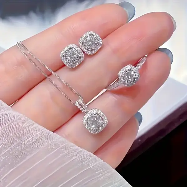 Conjunto de semi joyas Solitario