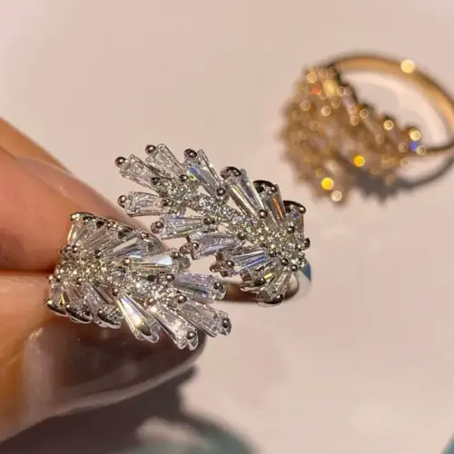 Anillo ramita de circonia plateado
