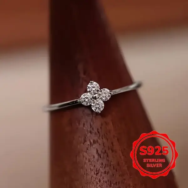 Anillo Trebol plata S925 - Imagen 2