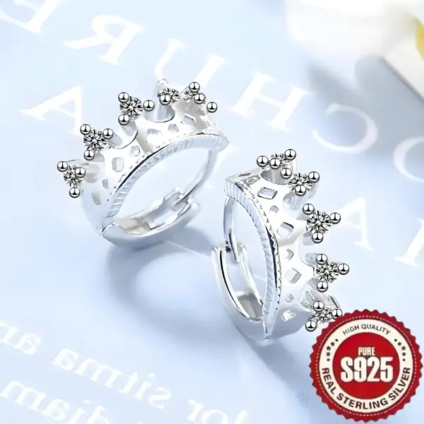 Aritos Coronita plata 925 - Imagen 2