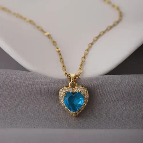 Collar Corazon Celeste