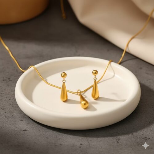 Conjunto de Joyeria Gota de Acero