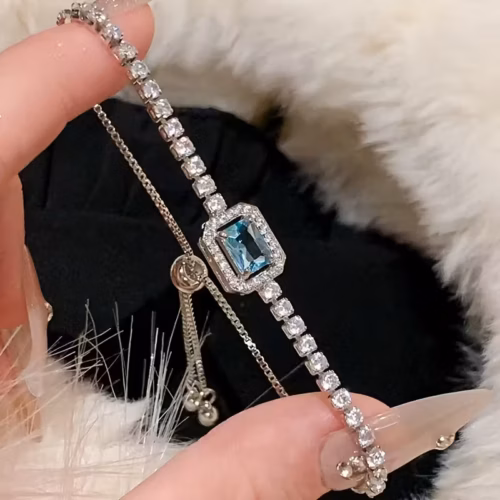 Pulsera strass serpiente (celeste)