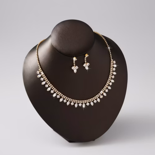 Set de Joyería Dorado Valencia con Circonitas Brillantes