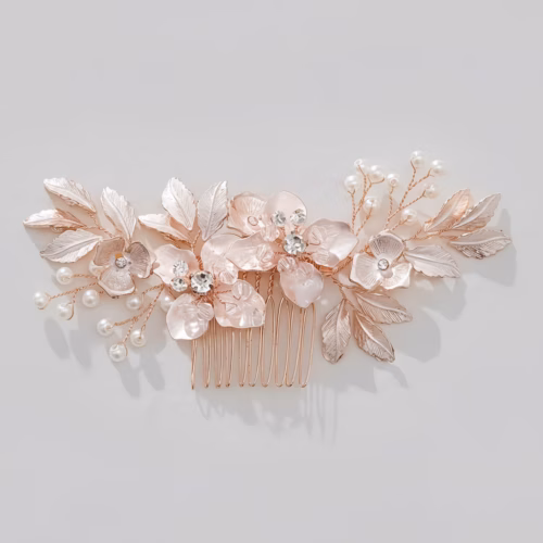 Peineta floral Coralia Oro Rosa