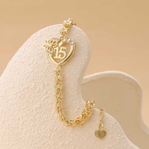 Pulsera Mariposa dorada con dije y circonitas