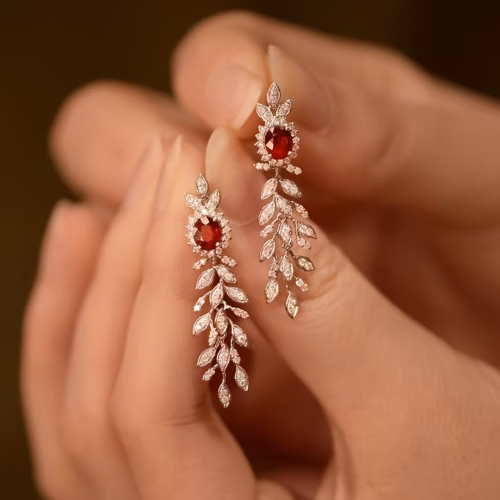 Pendientes elegantes Aura con circonia cúbica y chapado en platino