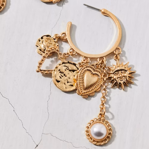 Aros grandes Solana dorados con Sol y Corazón