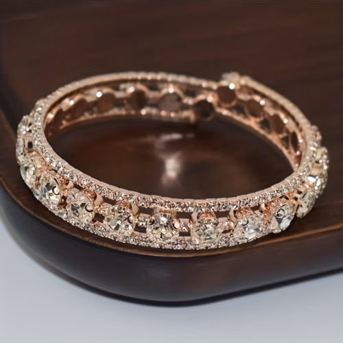 Brazalete Strass tres Aros Fantasia Oro Rosa