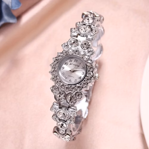 Reloj de Pulsera Anya de Cuarzo plateado con cristales
