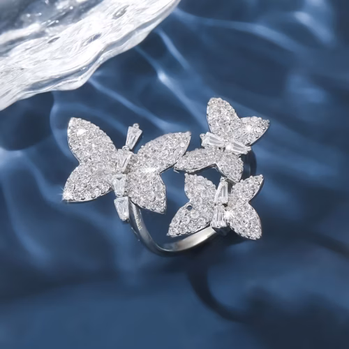 Anillo Triple Mariposa (Plateado)