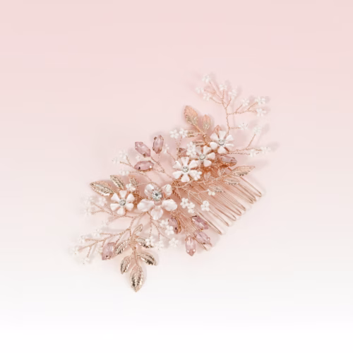 Tocado Aurelia con Perlas y Cristales Florales
