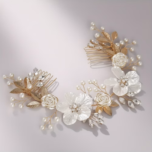 Diadema Floral Luna con Doble Peine y Detalles Elegantes
