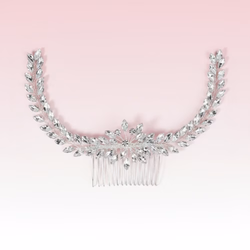 Tocado Peineta Calista con Diseño Floral de Cristal y Perlas
