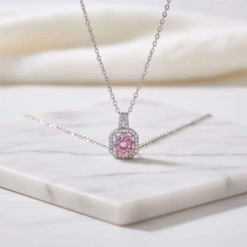 Collar de Circonita Cúbica Rosa