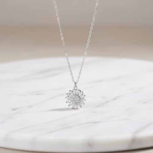 Collar Girasol Alma giratorio Plateado