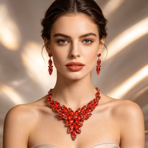 Conjunto de Joyería Lujo Rojo